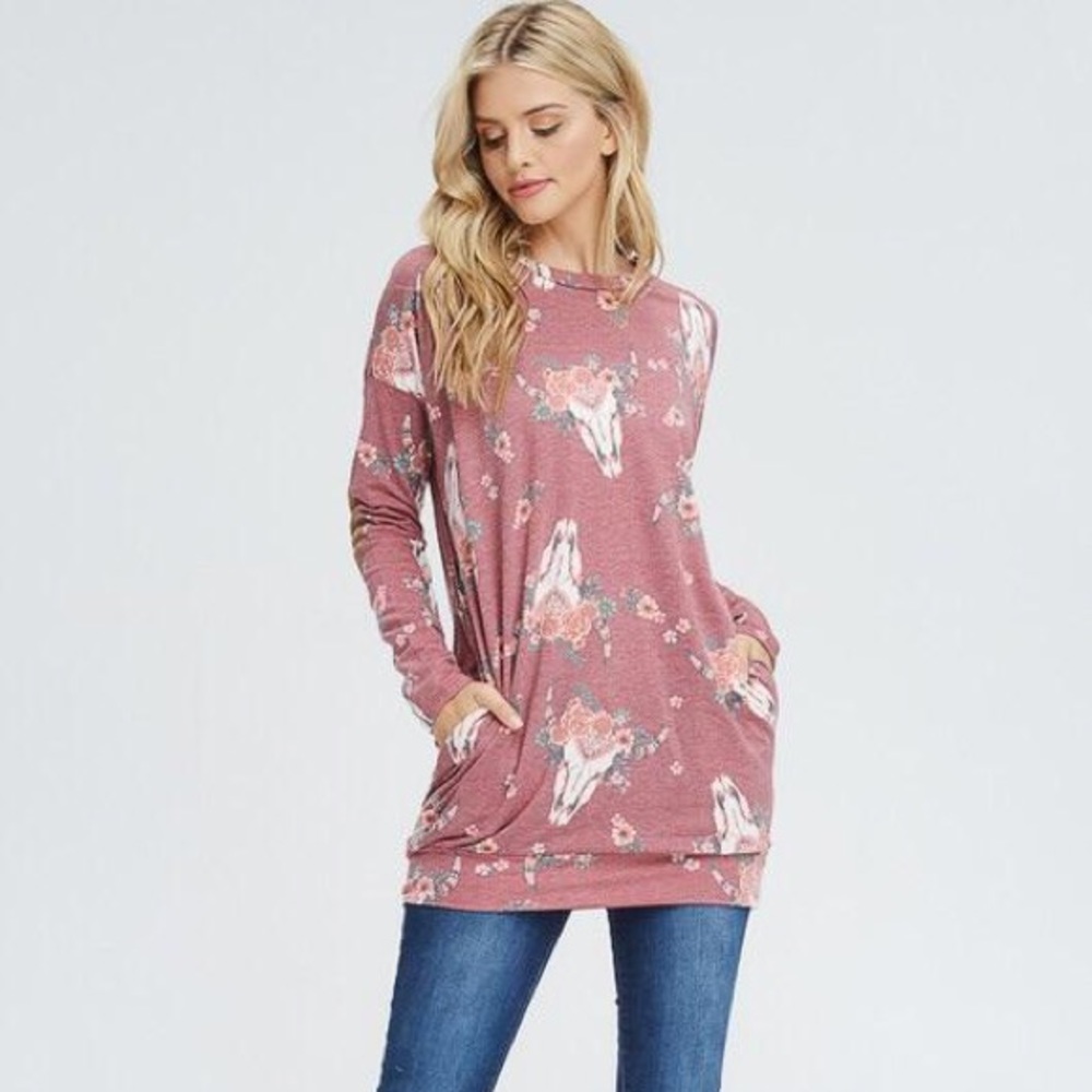 Rose Bull Skull Sweater